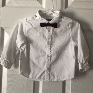 9-12m Zara white shirt with bow tie